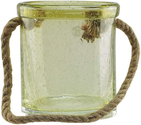 65 Lemonade Yellow Hand-Blown Bubble Glass Outdoor Hurricane Candle Holder