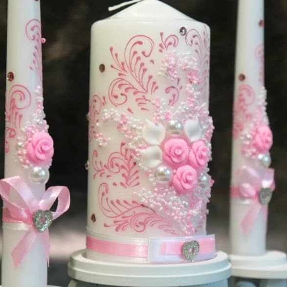 VABA Best Rose Pink Wedding Candle Set