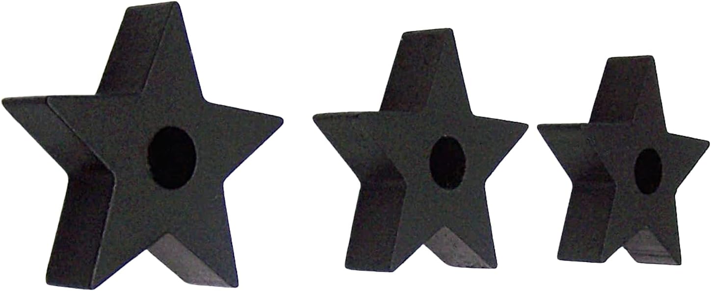 Set of 3 Black Star Candle Holders for Wicca