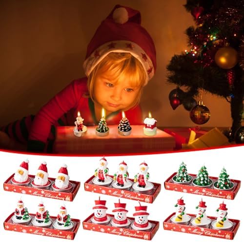 Mini Christmas unscented tea light candles with 3 designs