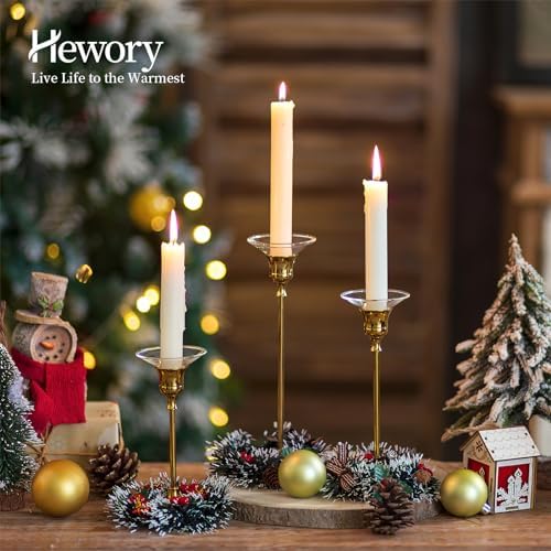Hewory 3-Piece Glass Candle Drip Catchers for Tapers