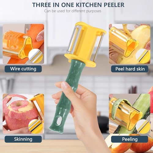 Sekonow 2Pcs 3 in 1 Vegetable Peeler with Cleaning Brush