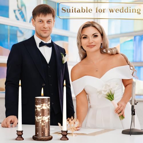 Irenare Elegant Unity Candle Set with Stand for Weddings