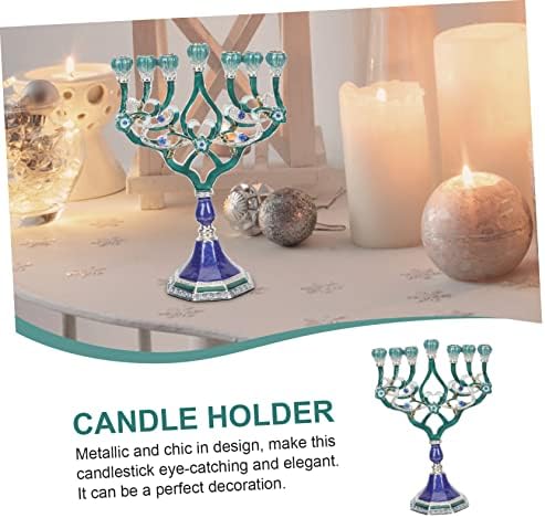 Hanukkah menorah candleholder with 7 branches handcrafted metal with stable base