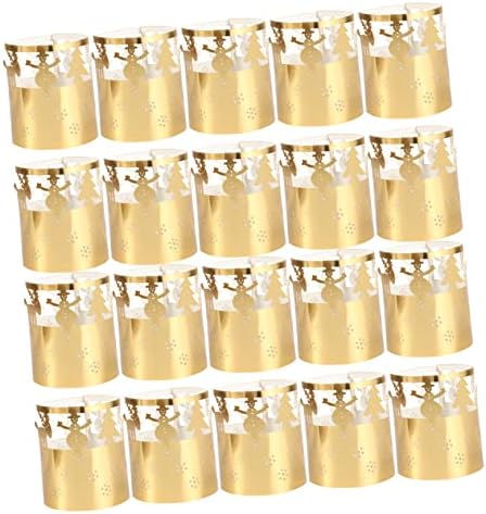 Ciieeo 50 Pcs Gold Christmas Candle Lampshade Decor