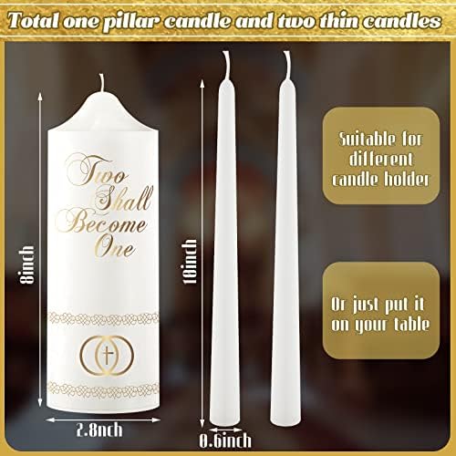 Frienda Wedding Unity Taper Candles Set 2x10 1x8 inches Cross Design