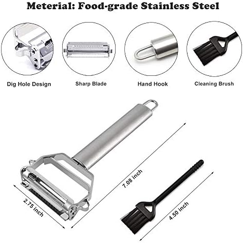 Jianlai Vegetable Julienne Peeler Stainless Steel Slicer with Brush