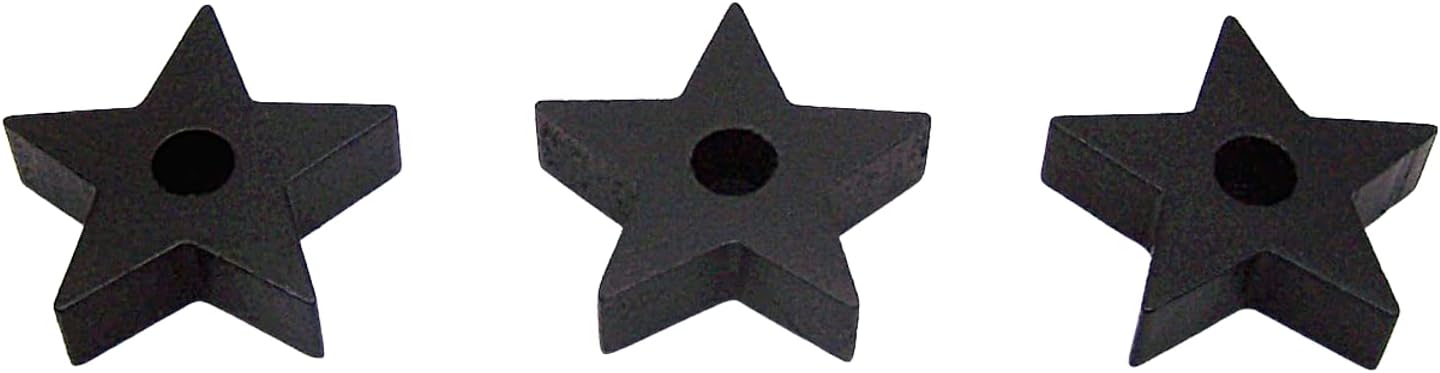 Set of 3 Black Star Candle Holders for Wicca
