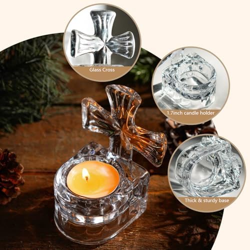 Kanpura Clear Glass Cross Candle Holder 4 High