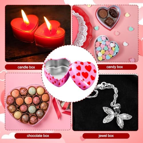 Valentines Heart Candle Tins - 24 Pcs Set