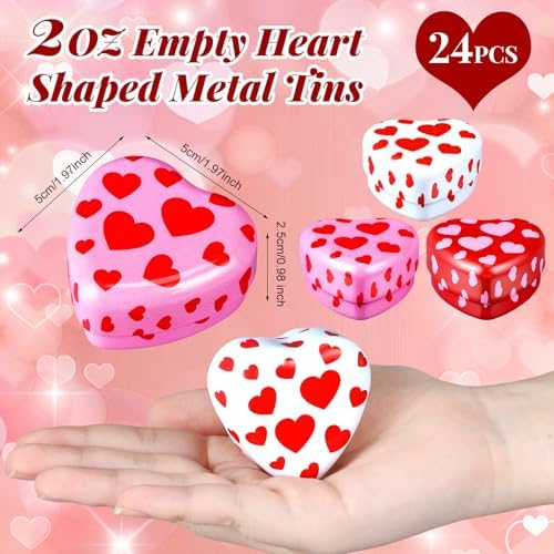 Valentines Heart Candle Tins - 24 Pcs Set