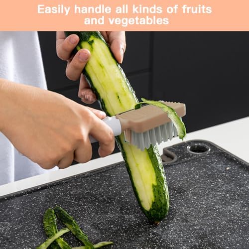 Efficient 2-in-1 Dual Function Vegetable Brush Julienne Peeler