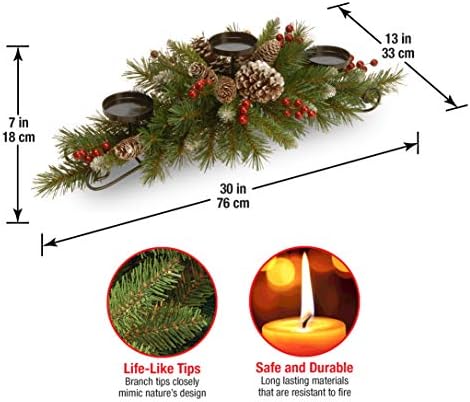 Festive Christmas Centerpiece with 3 Candle Holders