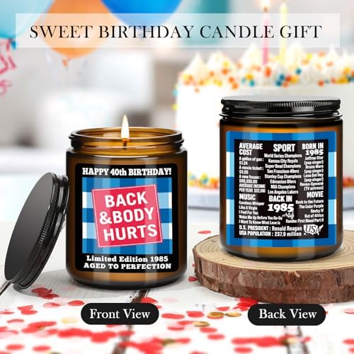 40th Birthday Candle for Women Men - Limited Edition 1985