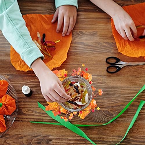 6 PC Halloween Thanksgiving Artificial Pumpkin Leaf Candle Rings