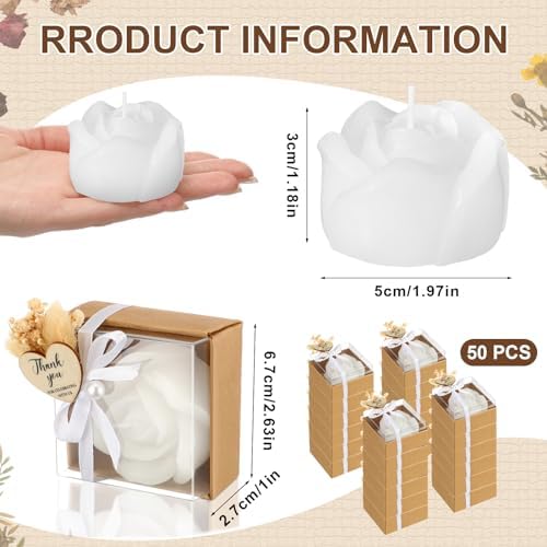 Threlaco Wedding Rose Candles Favor Bulk 50 Sets
