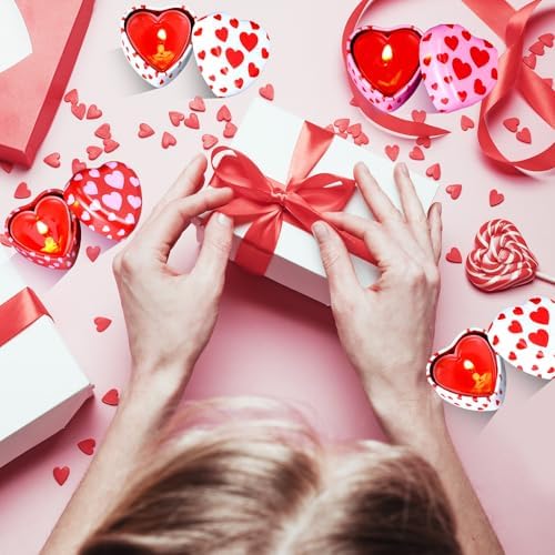 Valentines Heart Candle Tins - 24 Pcs Set