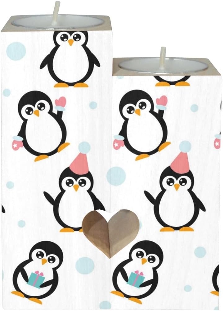 Little Cartoon Penguins Candle Holders