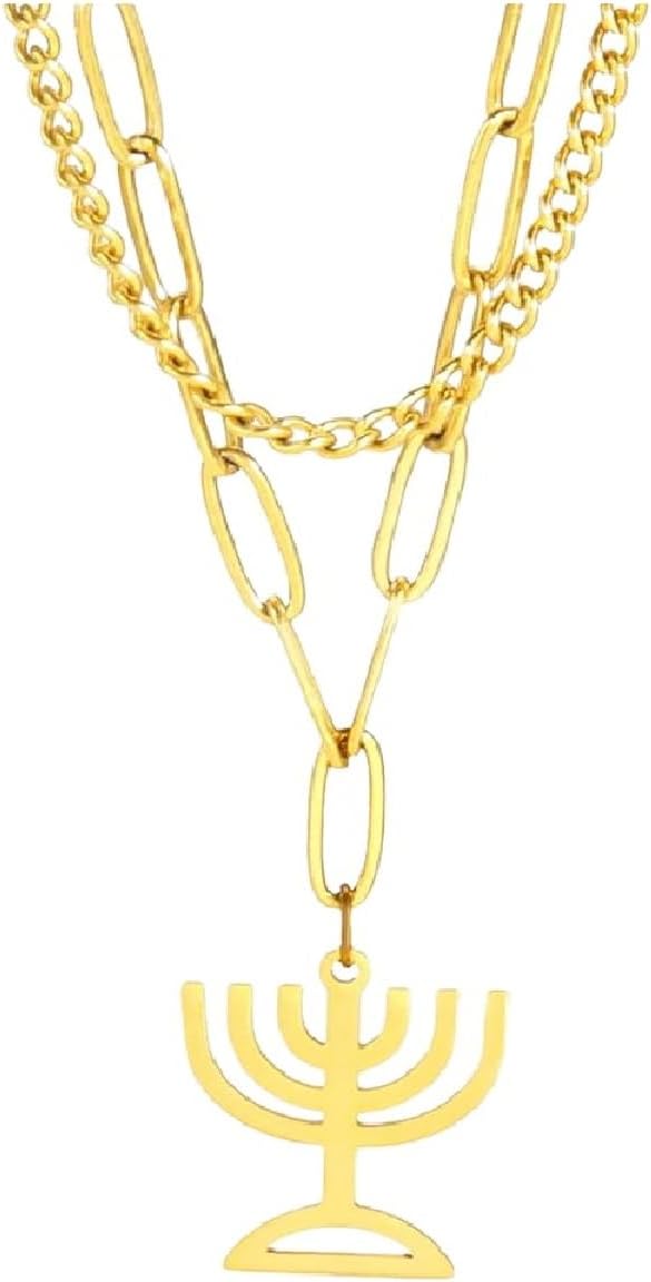 2026 Hanukkah Menorah Pendant Jewelry Unique Jewish Amulet for Men Women