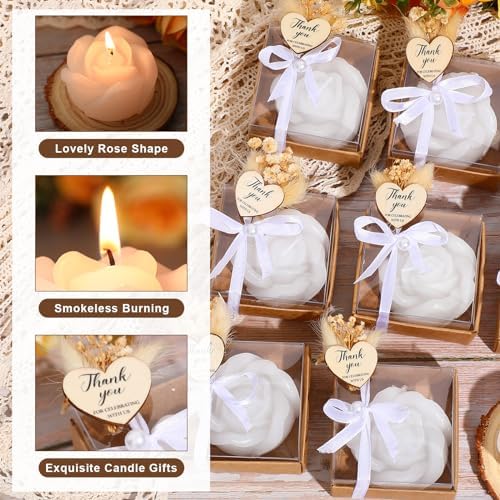 Threlaco Wedding Rose Candles Favor Bulk 50 Sets