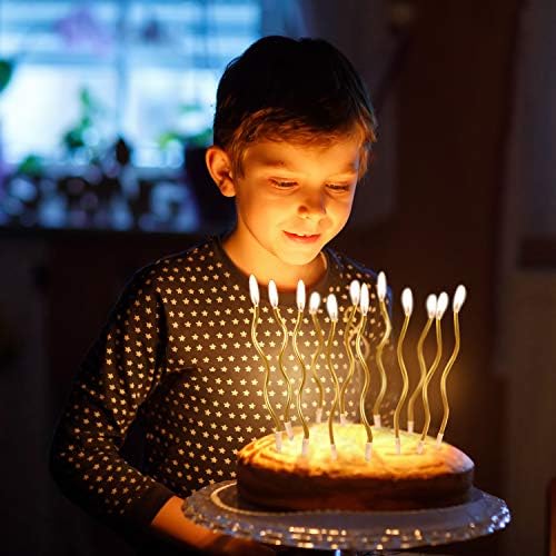 BBTO 48-Piece Metallic Gold Spiral Twisted Birthday Candles with Plastic Holders