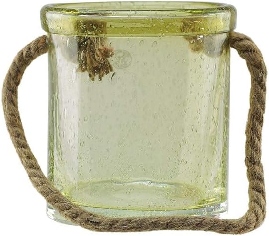 65 Lemonade Yellow Hand-Blown Bubble Glass Outdoor Hurricane Candle Holder