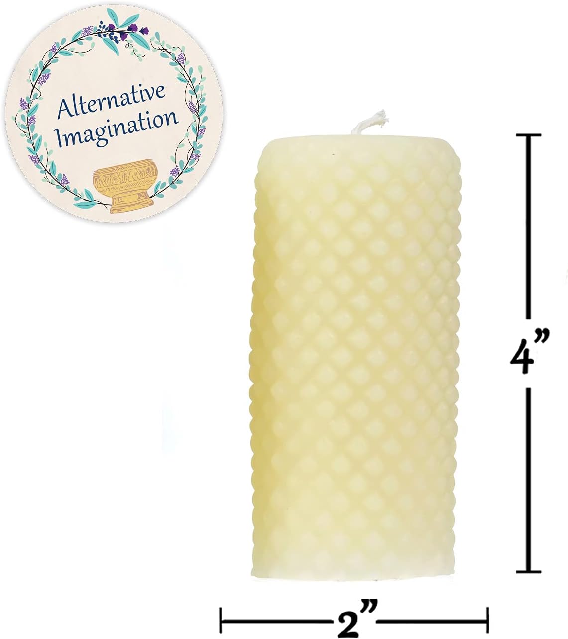 White Ivory Beeswax Candles - Diamond Pillar Candles 2x4 Inch