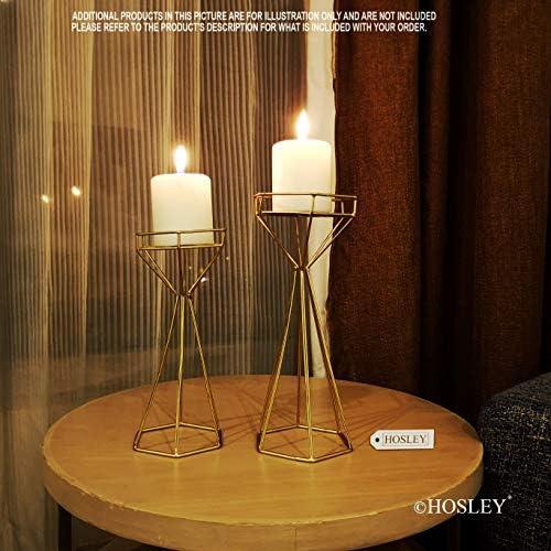 Hosley Gold Iron Wire Pillar Candle Holder Set