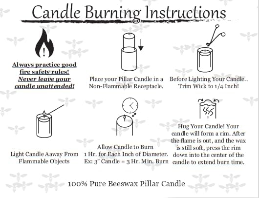 White Ivory Beeswax Candles - Diamond Pillar Candles 2x4 Inch