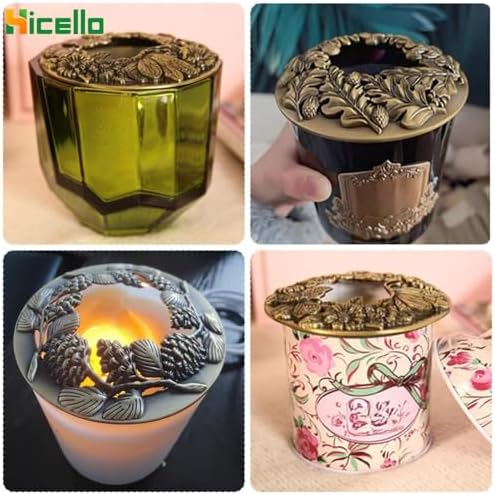 Three antique bronze candle jar toppers