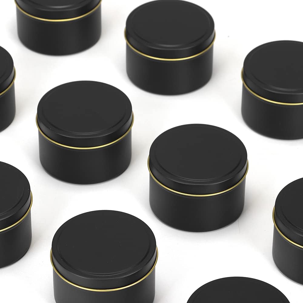 SONVIIBOXDiwali Candle Tins Black Capacity 8oz 24 Pack