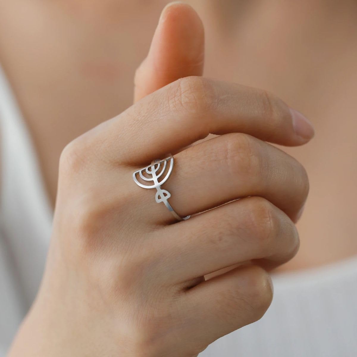 Adjustable Stainless Steel Menorah for Home Office Jewish Judaica Jewelry