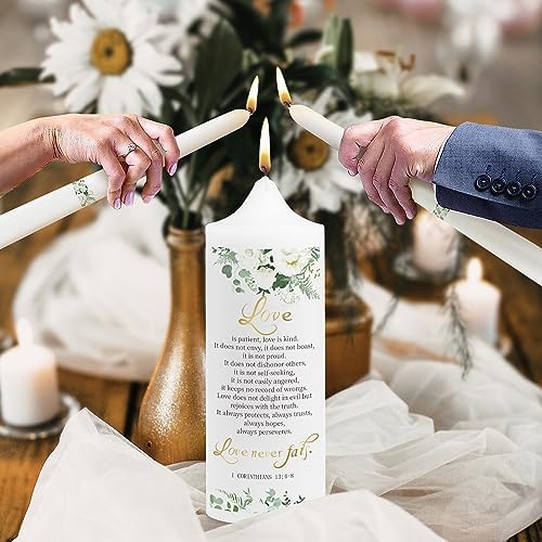 Elegant 3-Piece Union Wedding Candle Set with Golden Holder