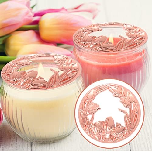 VOSAREA Candle Shade Topper Rose Gold Metal Shade for Jar Candles