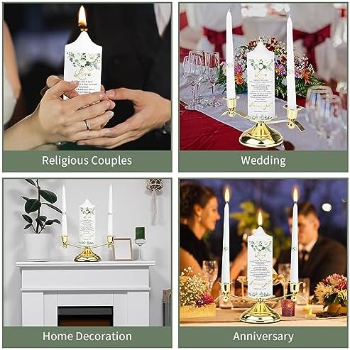 Elegant 3-Piece Union Wedding Candle Set with Golden Holder