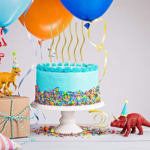 BBTO 48-Piece Metallic Gold Spiral Twisted Birthday Candles with Plastic Holders