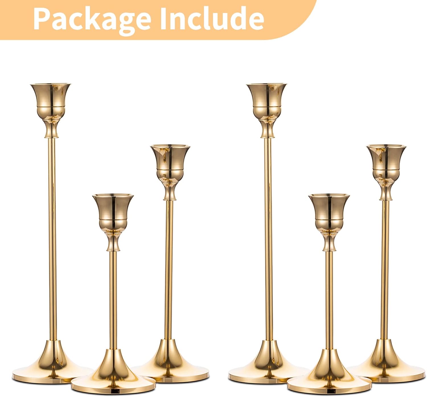 Brass Gold Candlestick Holders Set