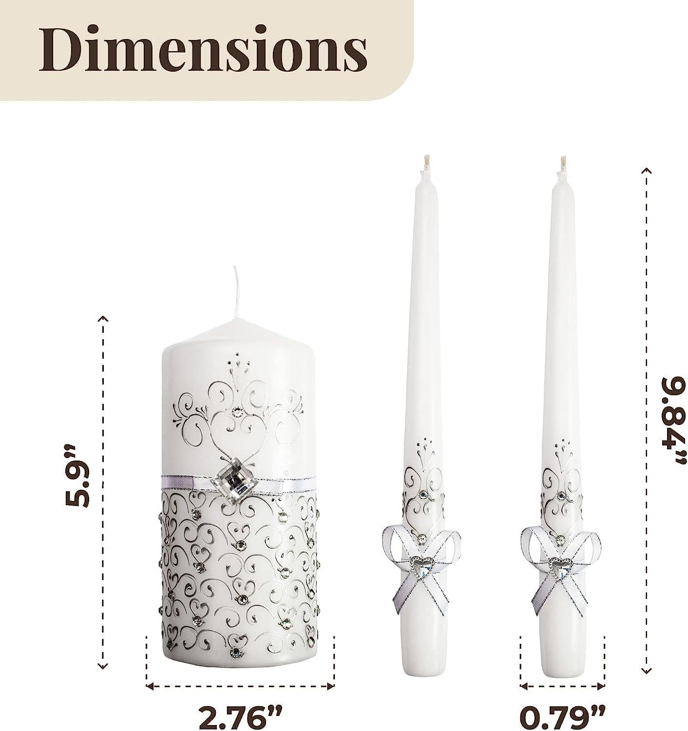 Three-Piece Unity Candle Set for Ceremony