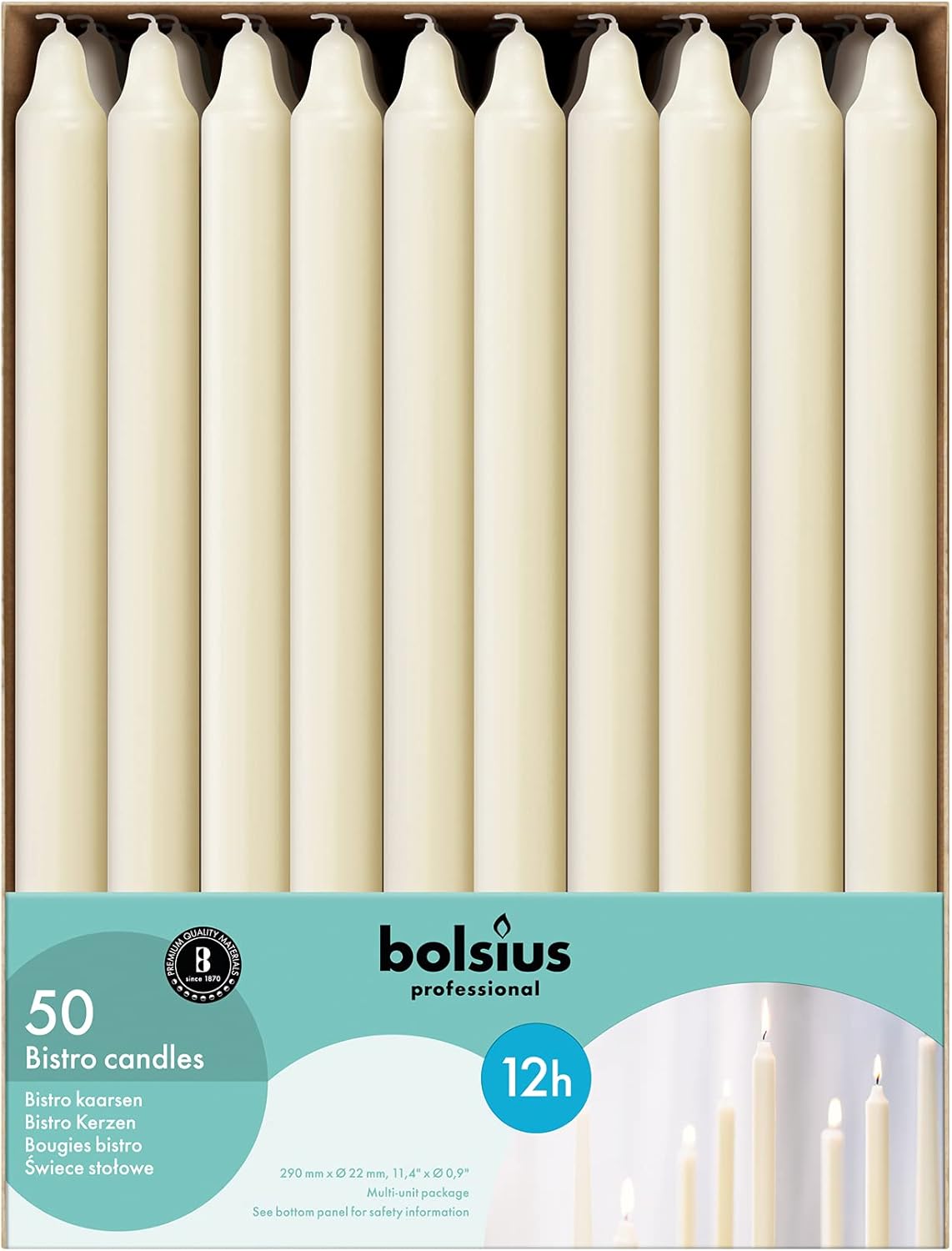 BOLSIUS Ivory Candlesticks Bulk Pack 50 Count