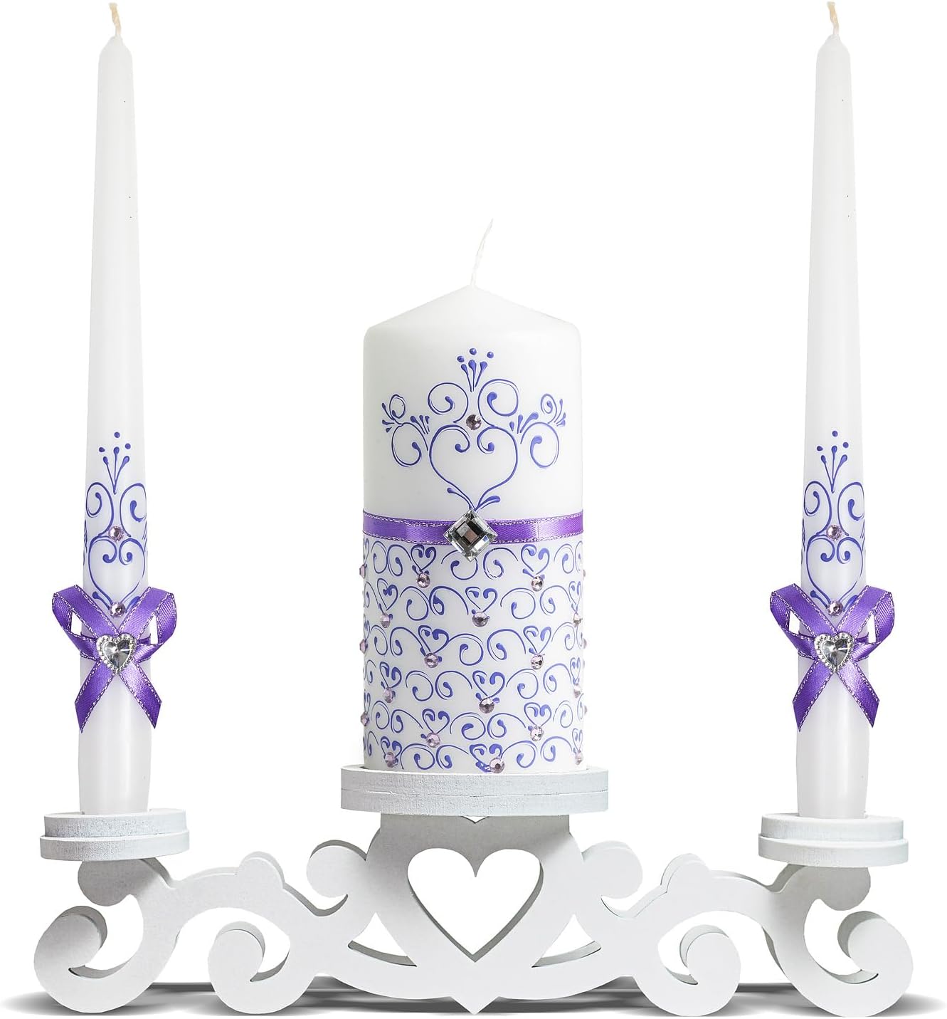 Unity Violet Wedding Candles Set - 3 Luxury Unity Candles