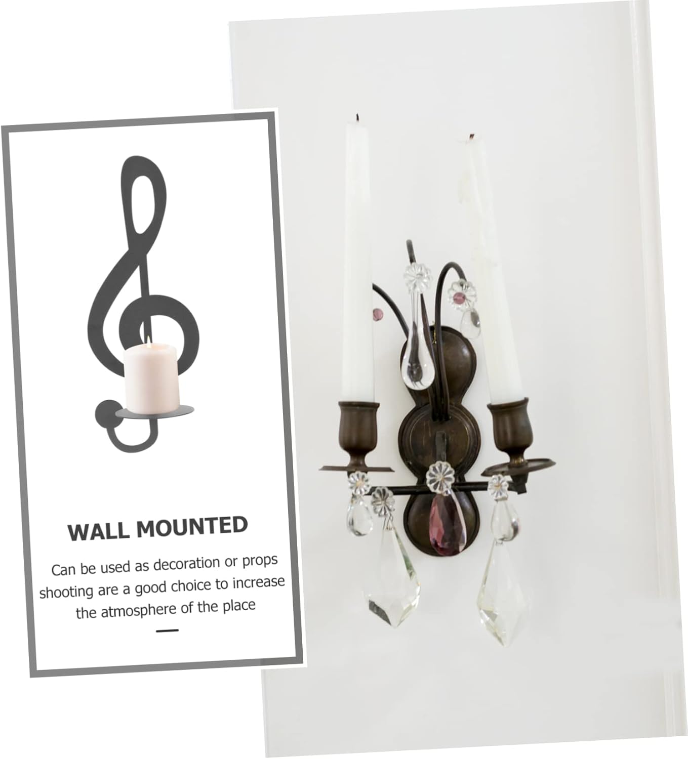 Zerodeko Music Note Wall Candle Holder Decor