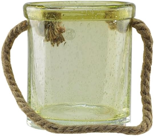 65 Lemonade Yellow Hand-Blown Bubble Glass Outdoor Hurricane Candle Holder