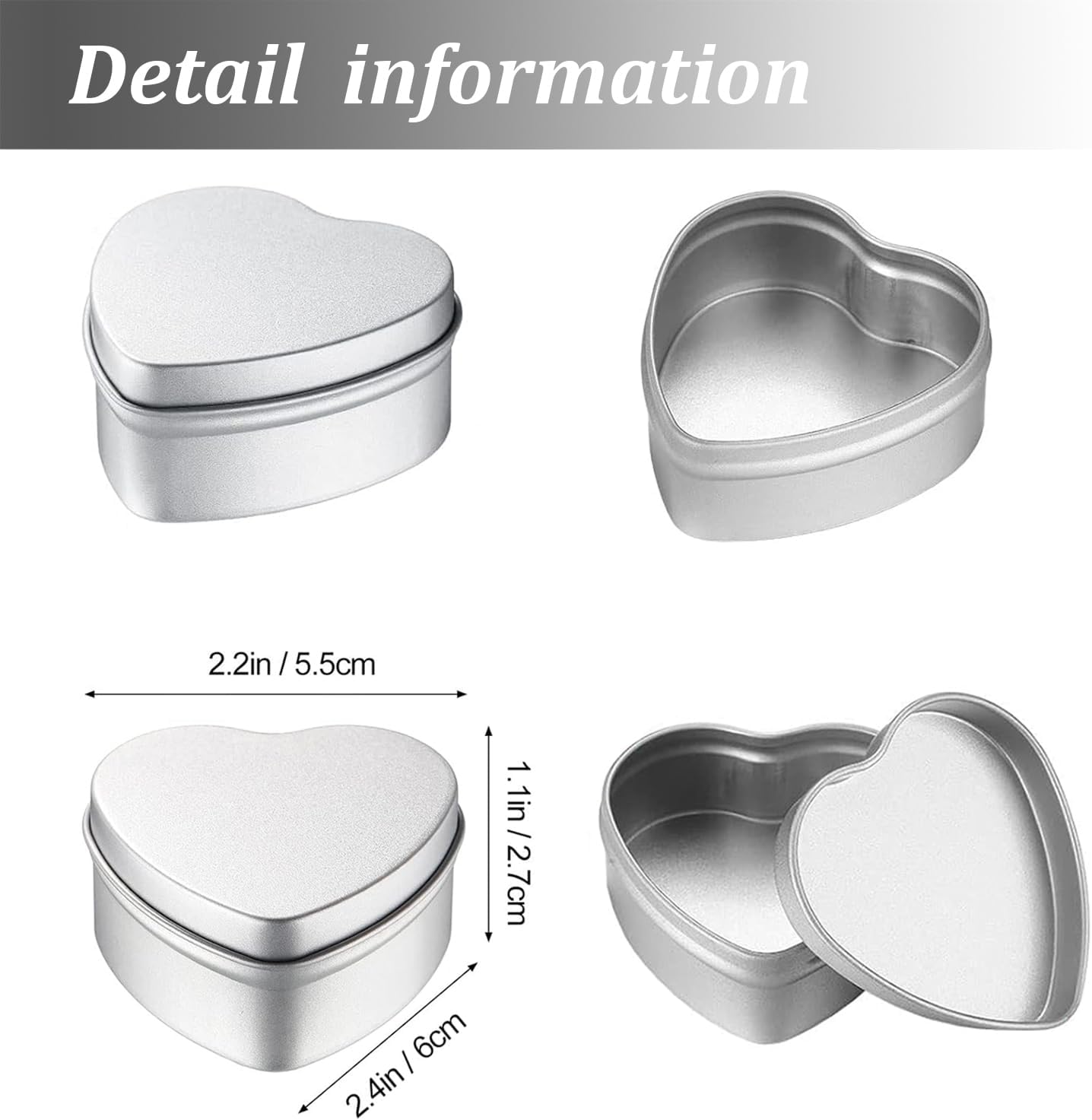 16-Piece Metal Heart Tins with lids