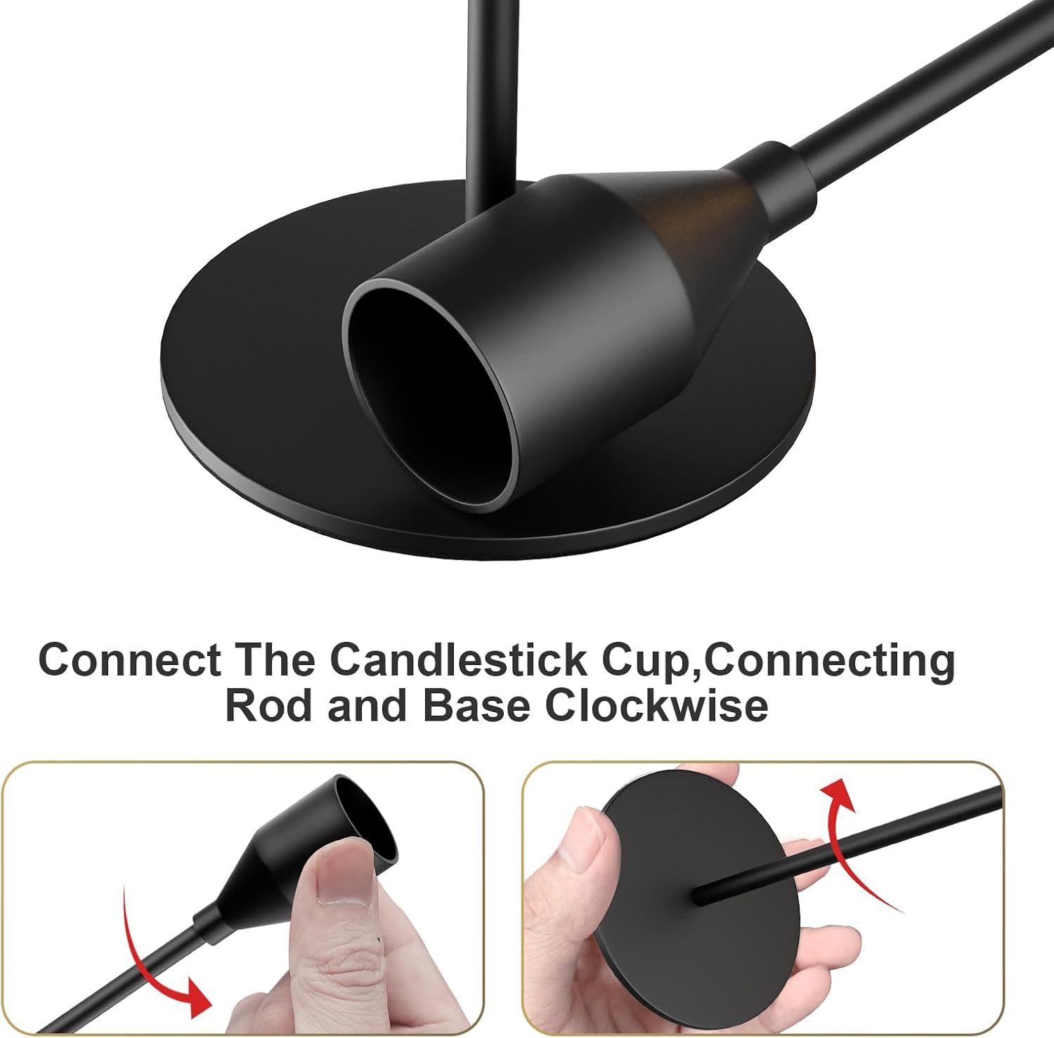 Matte Black Taper Candle Holder Set 3 Different Sizes
