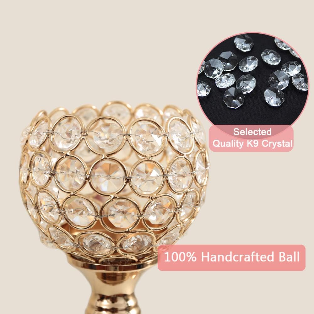 Vincigant Gold Crystal Candle Holders Set of 2 - Elegance for Any Occasion