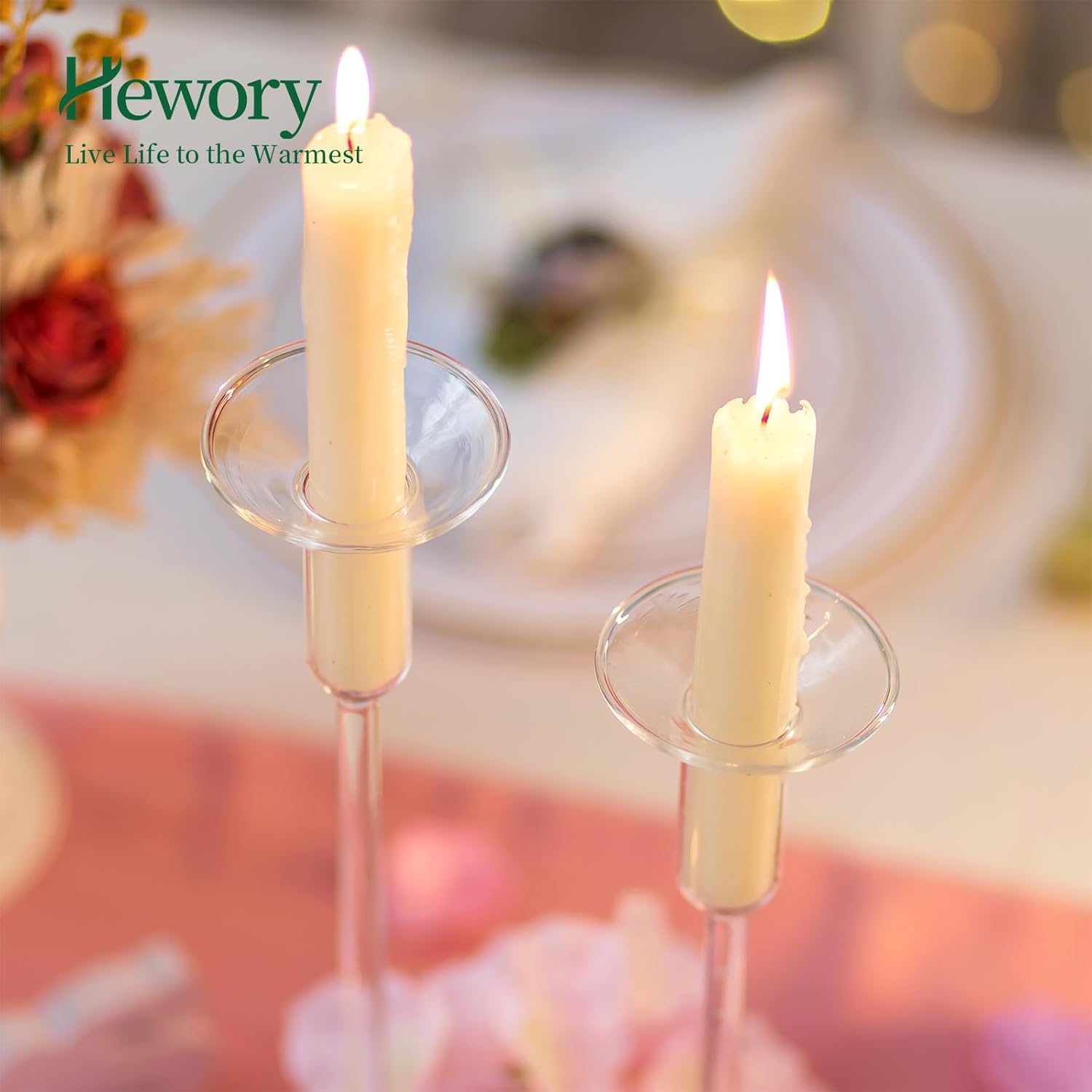 Hewory 3-Piece Glass Candle Drip Catchers for Tapers
