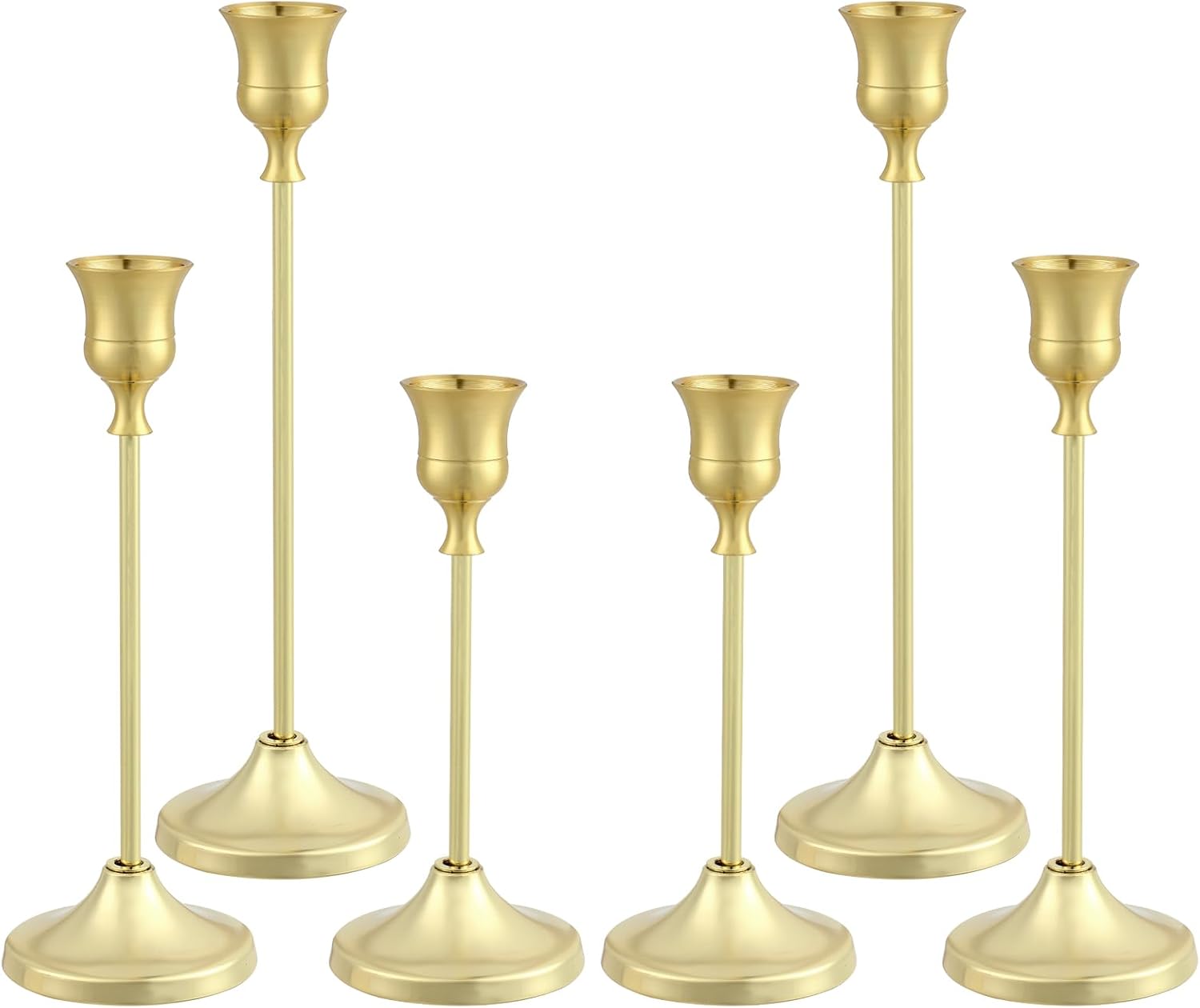 6-Piece Metal Taper Candle Holders Gold Halloween Decor