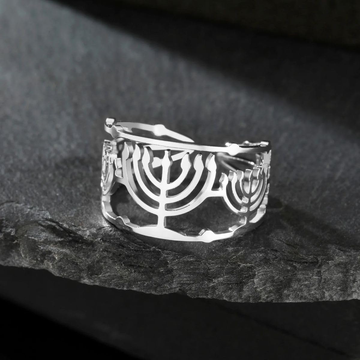 Adjustable Stainless Steel Menorah for Home Office Jewish Judaica Jewelry