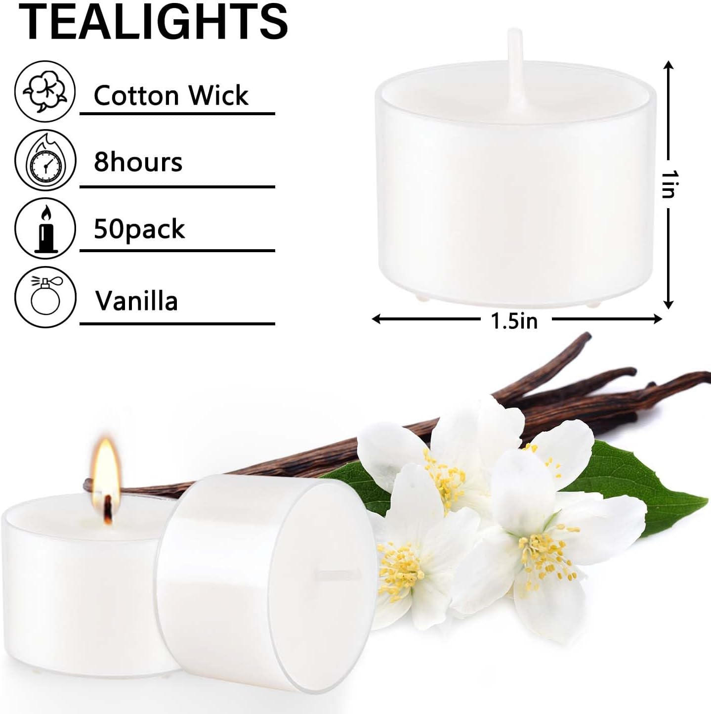 White Vanilla Scented Tealight Candle Set for Relaxation