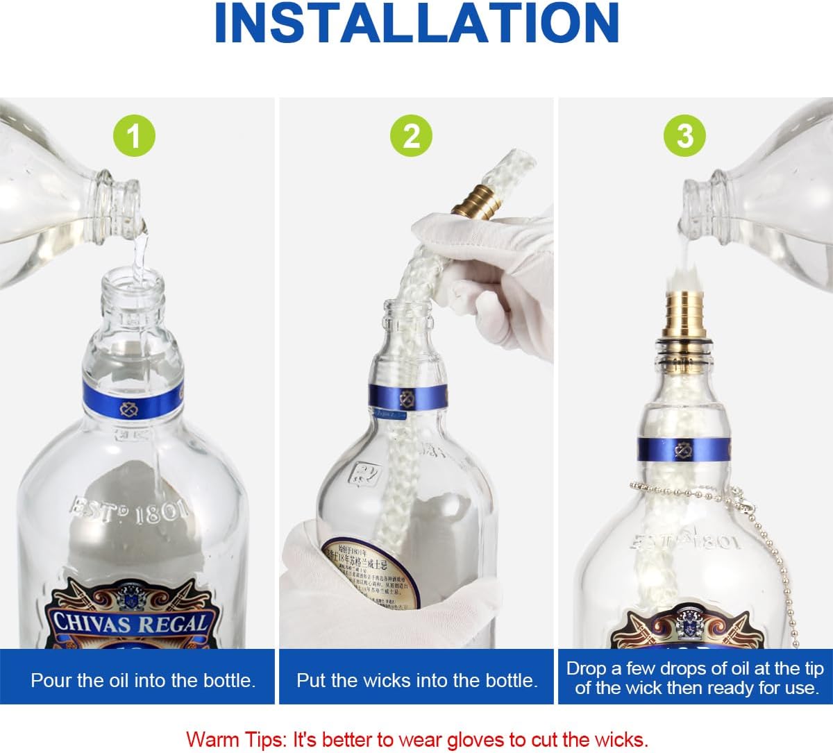 Lanmu Wine Bottle Torch Wicks Outdoor Lights Kit